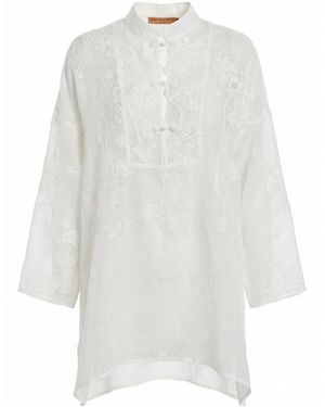 Ermanno Scervino Embroidered Sheer Panel Top - White