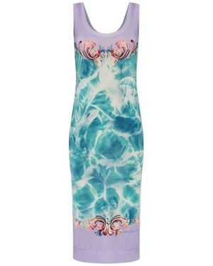 Versace Jeans Couture Couture Baroque Print Fitted Dress - Blue