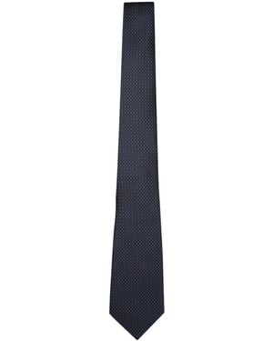 Canali Pattern Jacquard Silk Tie - Blue