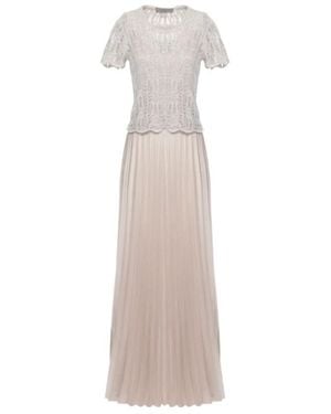 D.exterior Knit Top Pleated Maxi Dress - White
