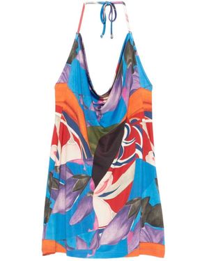 Donde Esteban Floral-Print Mini Dress - Blue
