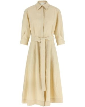P.A.R.O.S.H. P.A.R.O..H. Raisa Belted Shirt Dress - Natural