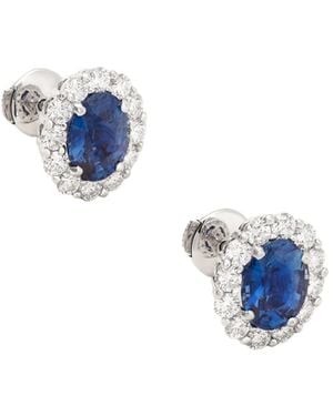 Garrard Platinum, Sapphire And Diamond Earrings - Blue