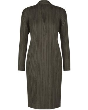 Pleats Please Issey Miyake Plissé-Effect Single-Button Jacket - Gray