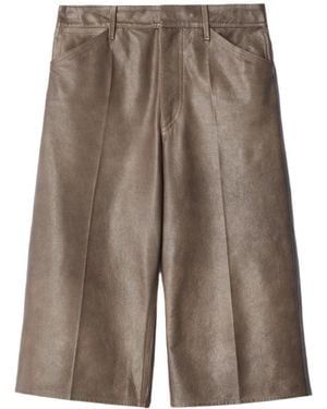 Lemaire Glossy Leather Shorts - Brown