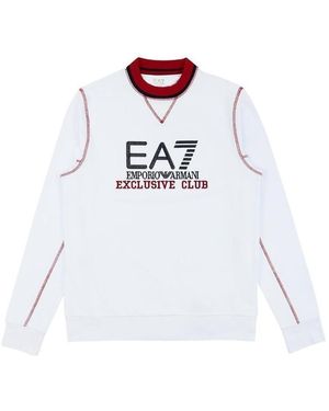 EA7 Logo Round Neck Jumper - White