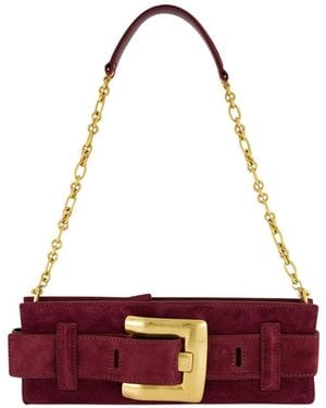 Balmain Anthem Buckle-Detail Shoulder Bag - Purple