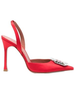 AMINA MUADDI Crystal-Embellished Pointed-Toe High Heels - Red