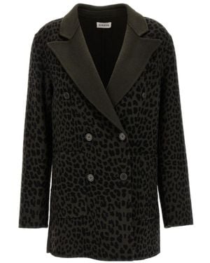 P.A.R.O.S.H. Cheetah-Print Double-Breasted Blazer - Black