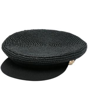 Borsalino Logo-Plaque Beret - Black