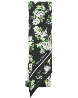 Dolce & Gabbana Floral-Bouquet Silk Scarf - Green