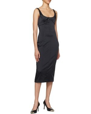 Versace Jeans Couture Baroque-Buckle Midi Dress - Blue