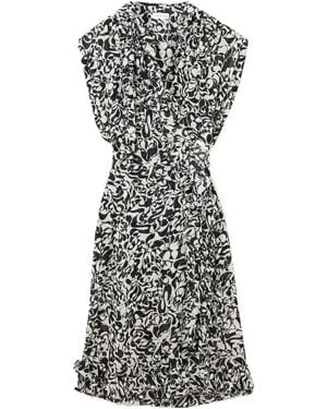 Dries Van Noten Ruffle Print Midi Wrap Dress - Black