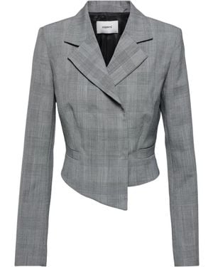 Coperni Checkered Asymmetric Suit Jacket - Gray