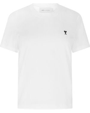 Ami Paris Crew-Neck Short-Sleeve Tee - White
