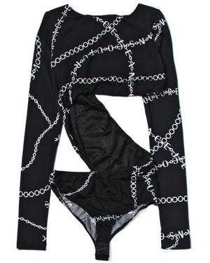 Versace Jeans Couture Couture Necklace Print Long-Sleeved Bodysuit - Black