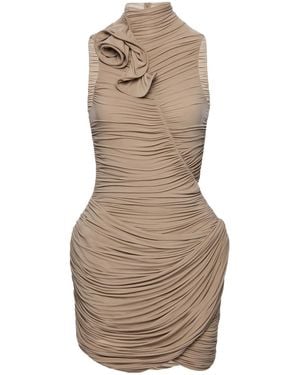 Magda Butrym Ruched Floral-Detail Dress - Natural