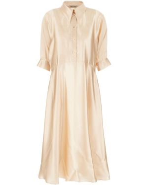 Alberta Ferretti Peach Acetate Blend Dress - Natural