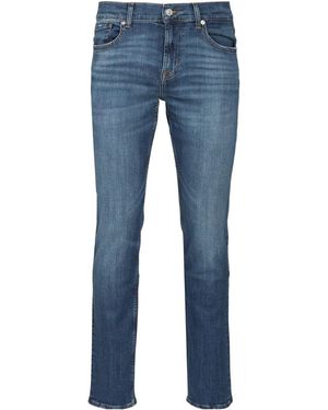 7 For All Mankind Faded Five-Pocket Jeans Pants - Blue