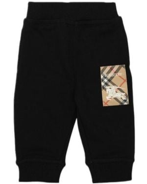 Burberry Check Label Cotton Jogging Pants - Black