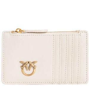 Pinko Logo Plaque Zipped Card Holder - White