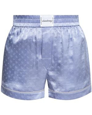 T By Alexander Wang Logo Patch Paisley-Detailed Shorts - Blue