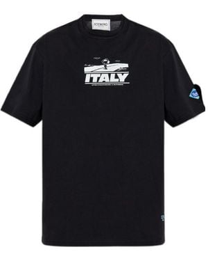 Iceberg Round-Neck Logo T-Shirt - Black