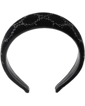 Gucci Soft Velvet Headband With Crystals - Black