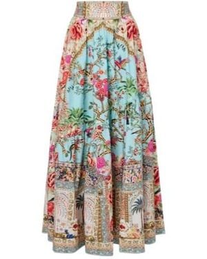 CAMILLA Embellished Floral Cotton Poplin Maxi Skirt - White