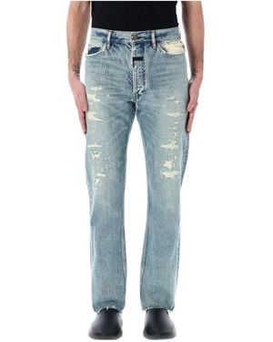Fear Of God Sraight-Leg Frayed-Edge Jeans - Blue