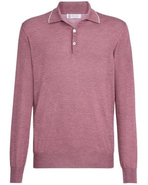 Brunello Cucinelli Long-Sleeve Polo Shirt - Pink
