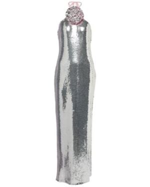 Rodarte Floral Appliqué Sequined Dress - White