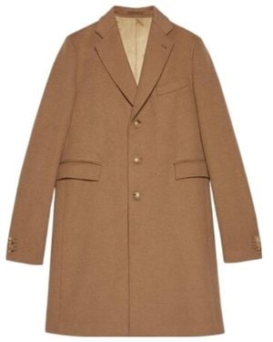 Gucci Cities Label Single Breasted Coat - Brown