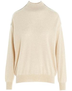 Brunello Cucinelli Brass-Embellished Cashmere Sweater - White