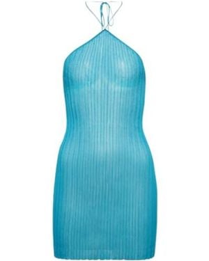 Nensi Dojaka Halterneck Cotton Minidress - Blue
