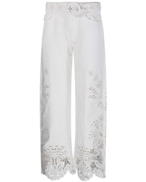 FARM Rio Boho Beauty Broderie Wide-Leg Pants - White