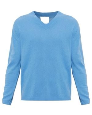 Lisa Yang Clayton V-Neck Knitted Jumper - Blue