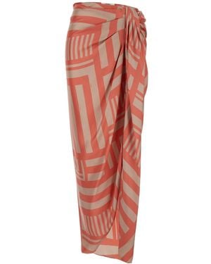 Fendi Midi Skirt With Knot And Labyrinth Motif - Red