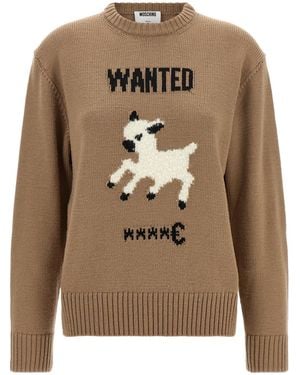 Moschino Extra-Fine Merino Wool Intarsia Sweater - Brown