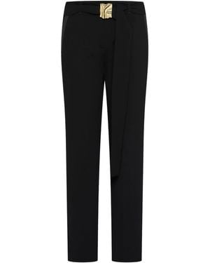 Marella Casual Trousers With Metal Buckle Details - Black