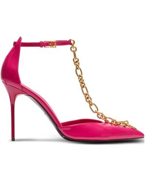 Balmain Sync Shiny Pointed-Toe Court Shoes - Pink