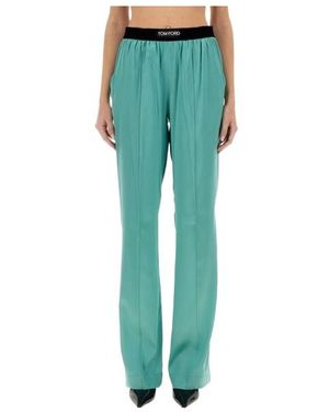 Tom Ford Straight Leg Satin Pants - Green