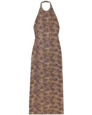 TOVE Colette Zebra Print Backless Midi Dress - Brown