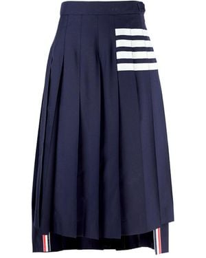 Thom Browne Pleated Asymmetric Midi Skirt - Blue
