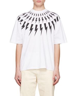 Neil Barrett Lightening-Bolt Graphic T-Shirt - White