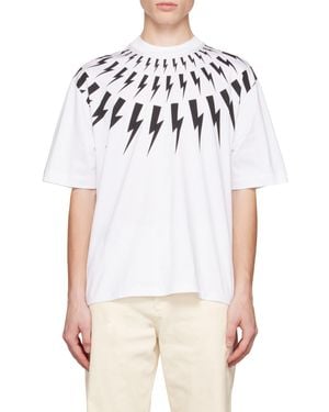 Neil Barrett Lightening-Bolt Graphic T-Shirt - White