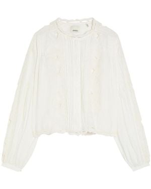 Isabel Marant Floral-Embroidered Ramie Blouse - White
