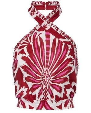 Poupette Suma Floral Halterneck Cotton Top - Red