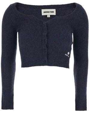 ShuShu/Tong Shushu/Tong Cropped Logo Cardigan - Blue