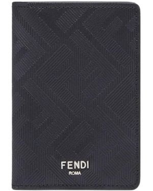 Fendi Logo Plaque Bi-Fold Card Holder - Blue